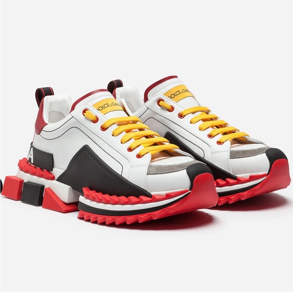 DOLCE GABBANA Logo Leather Low-Top Sneaker Shoes SUPER KING